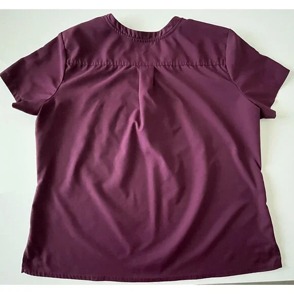 Lot of 2 Women’s Burgundy Wine Medcouture Insight Scrub Top Sz XL V-Neck Pocket - Picture 4 of 11